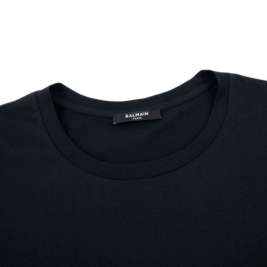 Balmain Embossed Balmain Paris Logo T Shirt Black 0pa