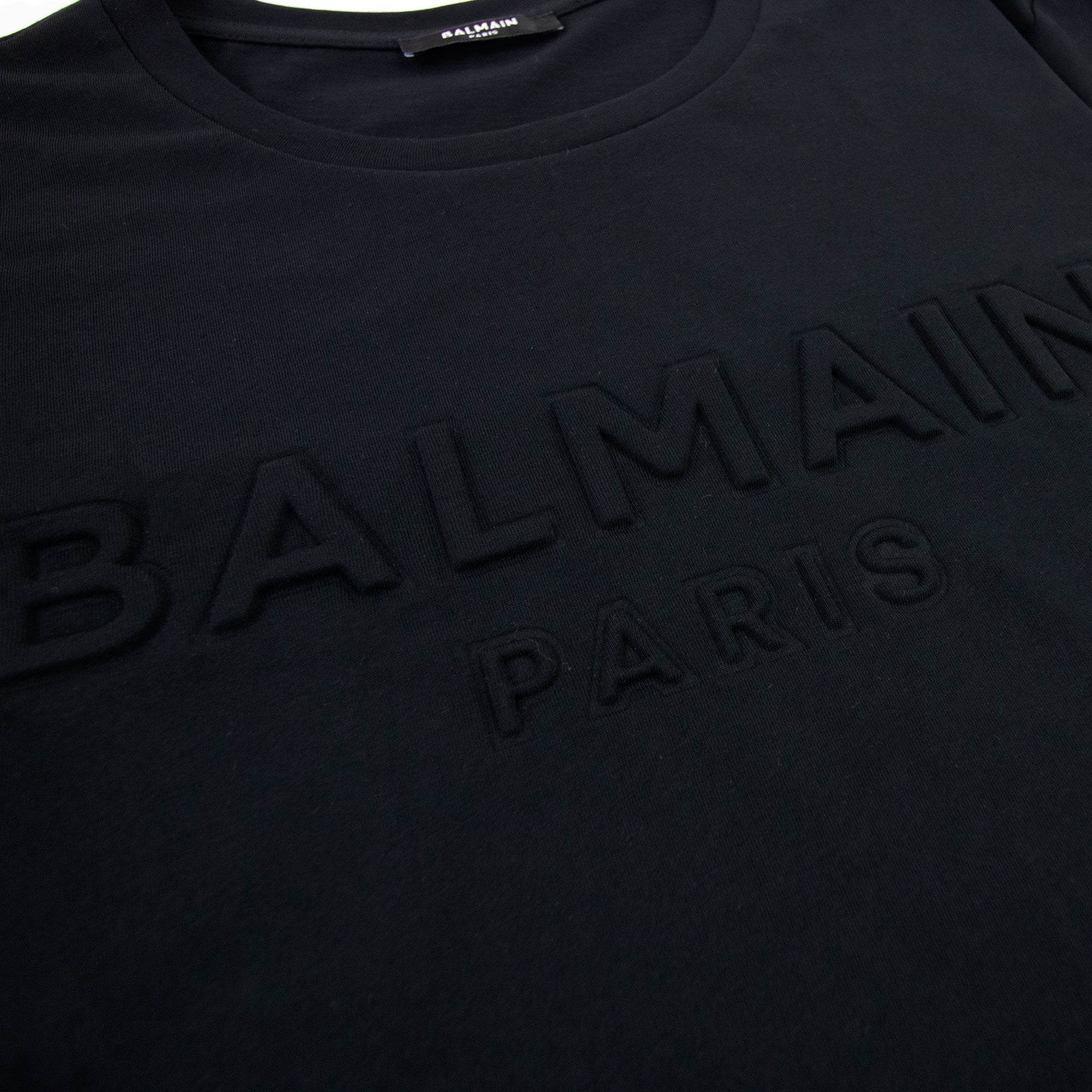 Balmain Embossed Balmain Paris Logo T Shirt Black 0pa