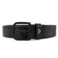 Emporio Armani Leather Belt With Embossed Lettering Black