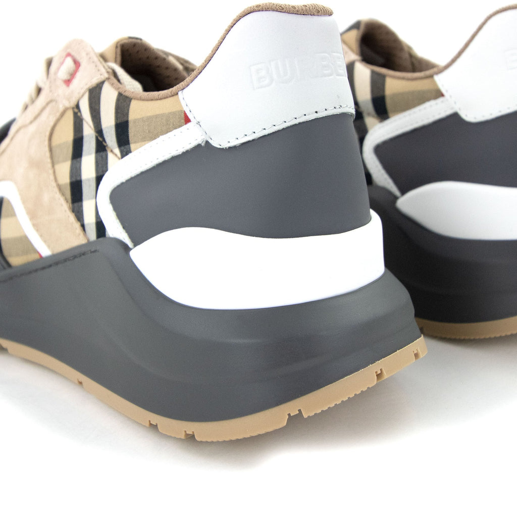Burberry Vintage Check Suede And Leather Sneakers Archive Beige