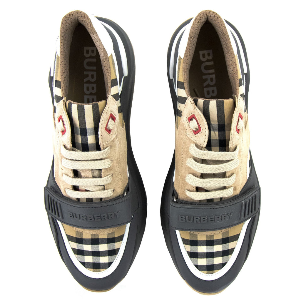 Burberry Vintage Check Suede And Leather Sneakers Archive Beige