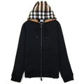 Burberry Check Hood Cotton Blend Hooded Top Black
