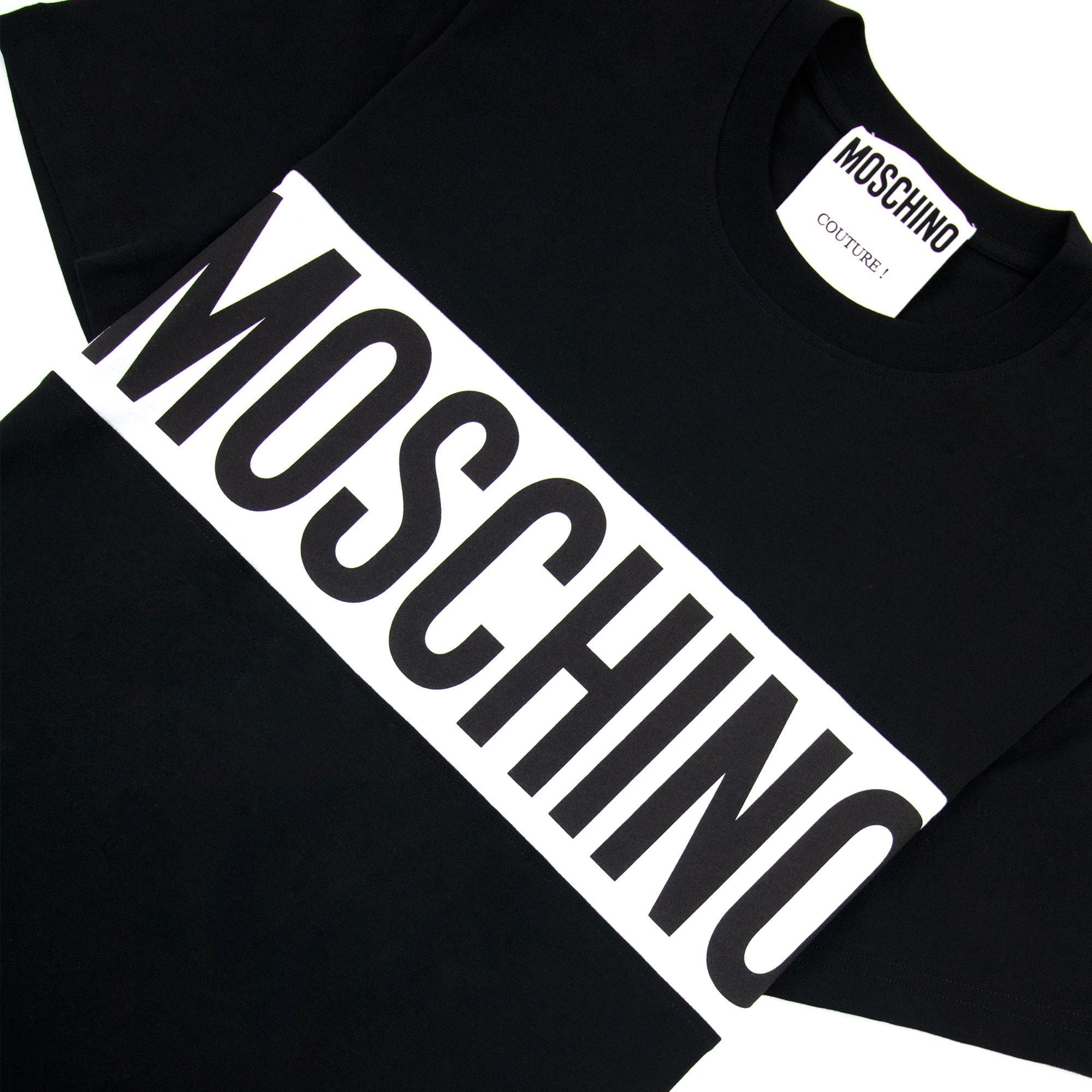 Moschino Couture Block Logo Print T Shirt Black 2555 – Onu