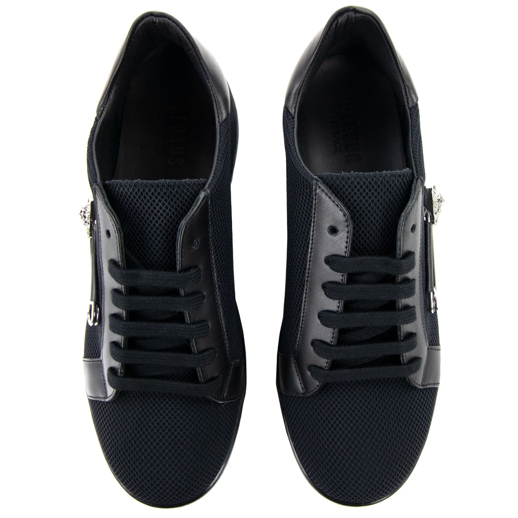 Versace Versus Mesh Trimmed Pin Low Top Sneakers Black