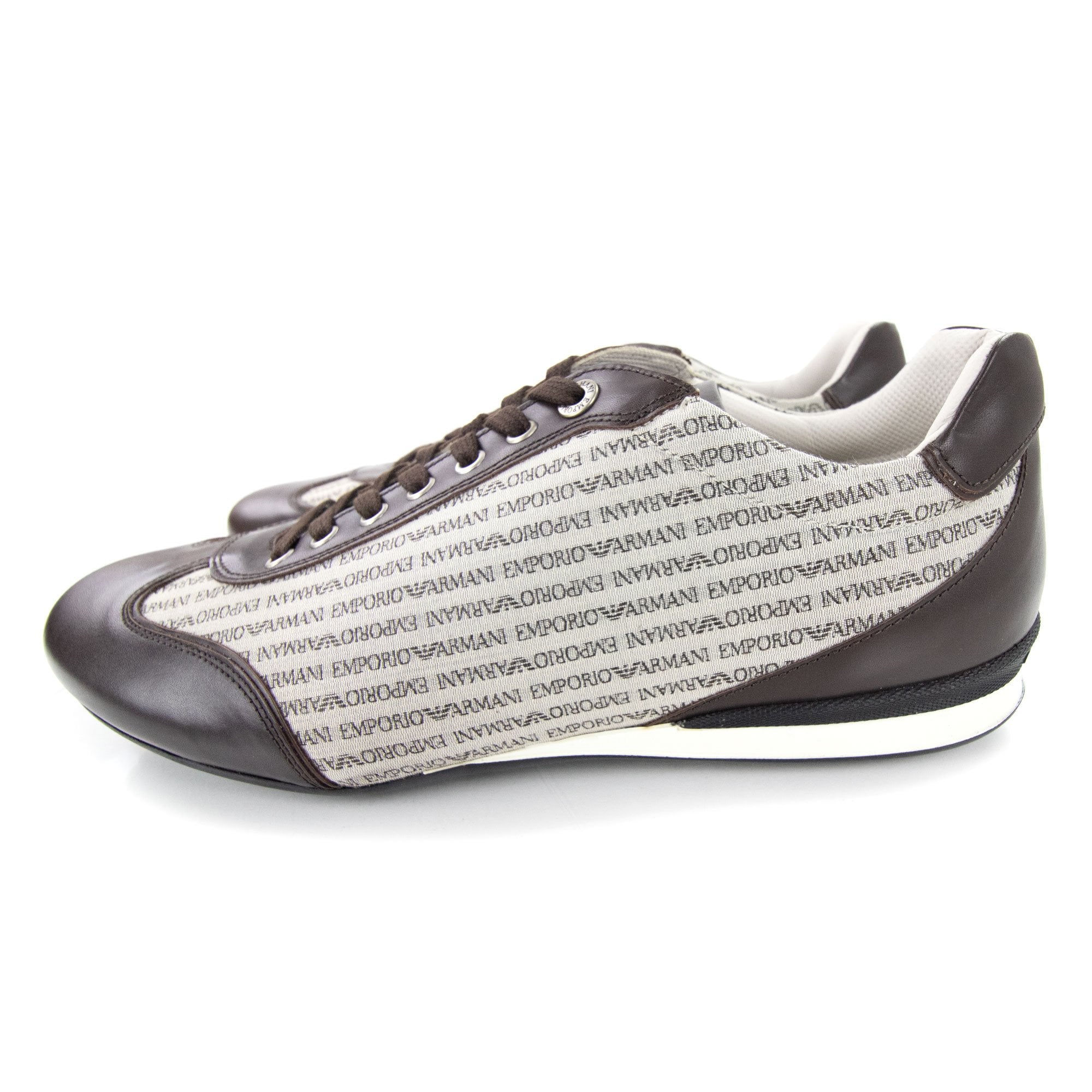 Emporio Armani All Over Print Low Sneakers Moro/ecru