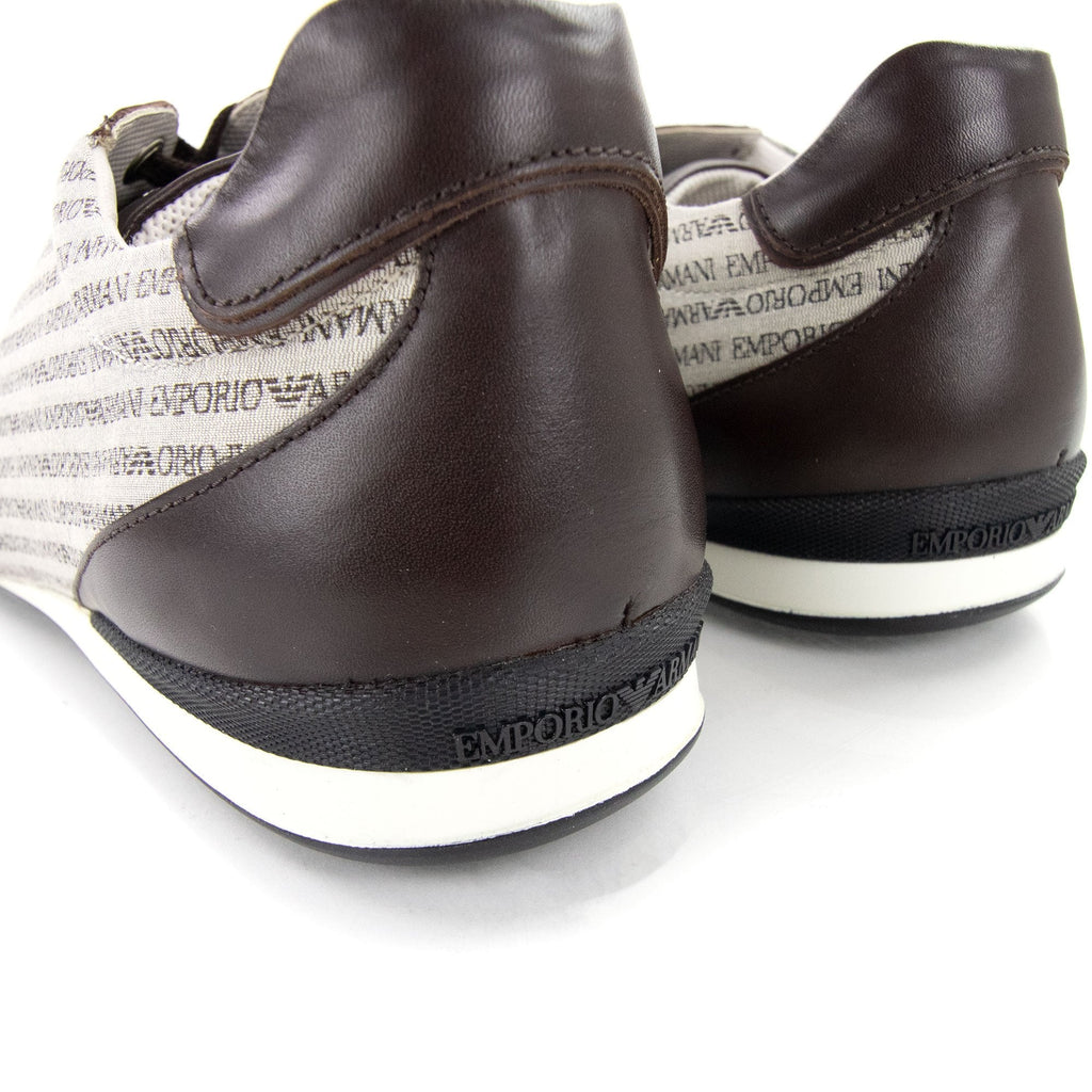 Emporio Armani All Over Print Low Sneakers Moro/ecru