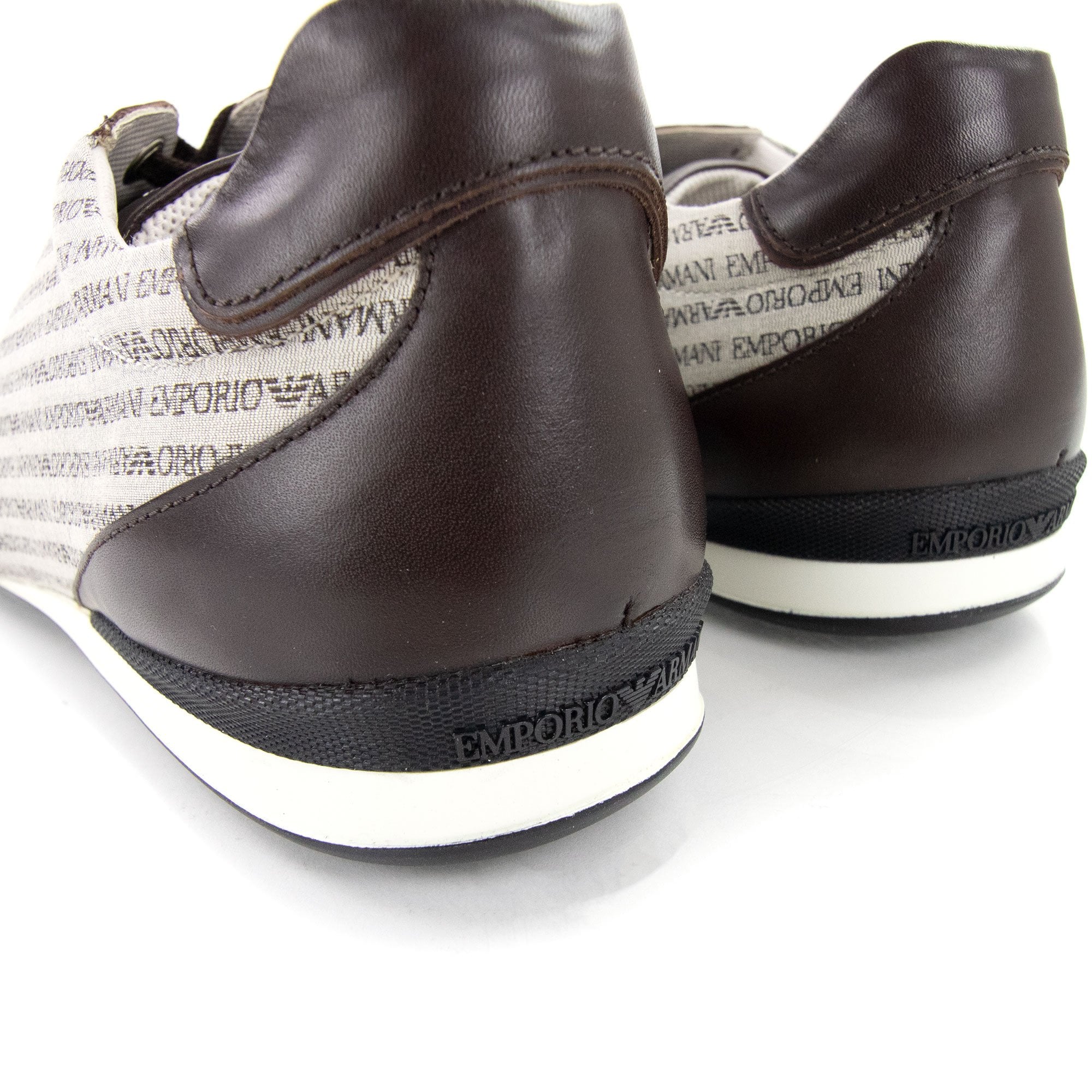 Emporio Armani All Over Print Low Sneakers Moro/ecru