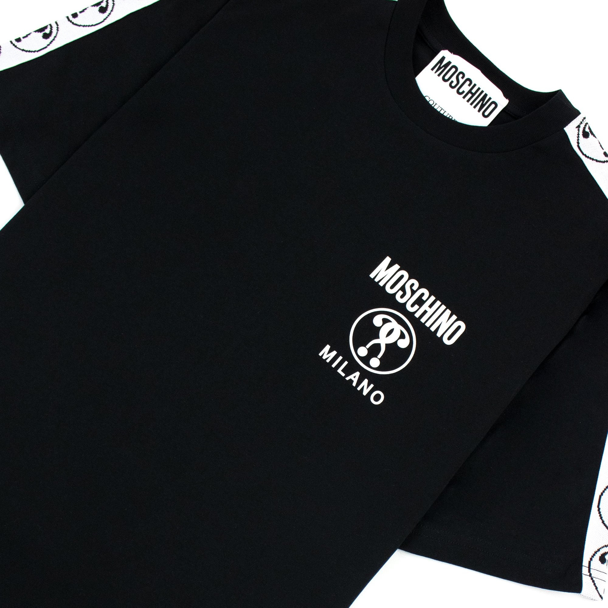 Moschino Couture Double Question Mark Organic Cotton T Shirt Black 1555