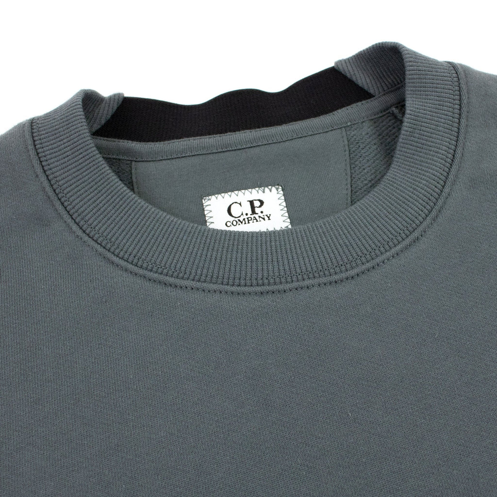 CP Company Diagonal Raised Fleece Lens Crew Sweatshirt Dark Shadow Grey 978