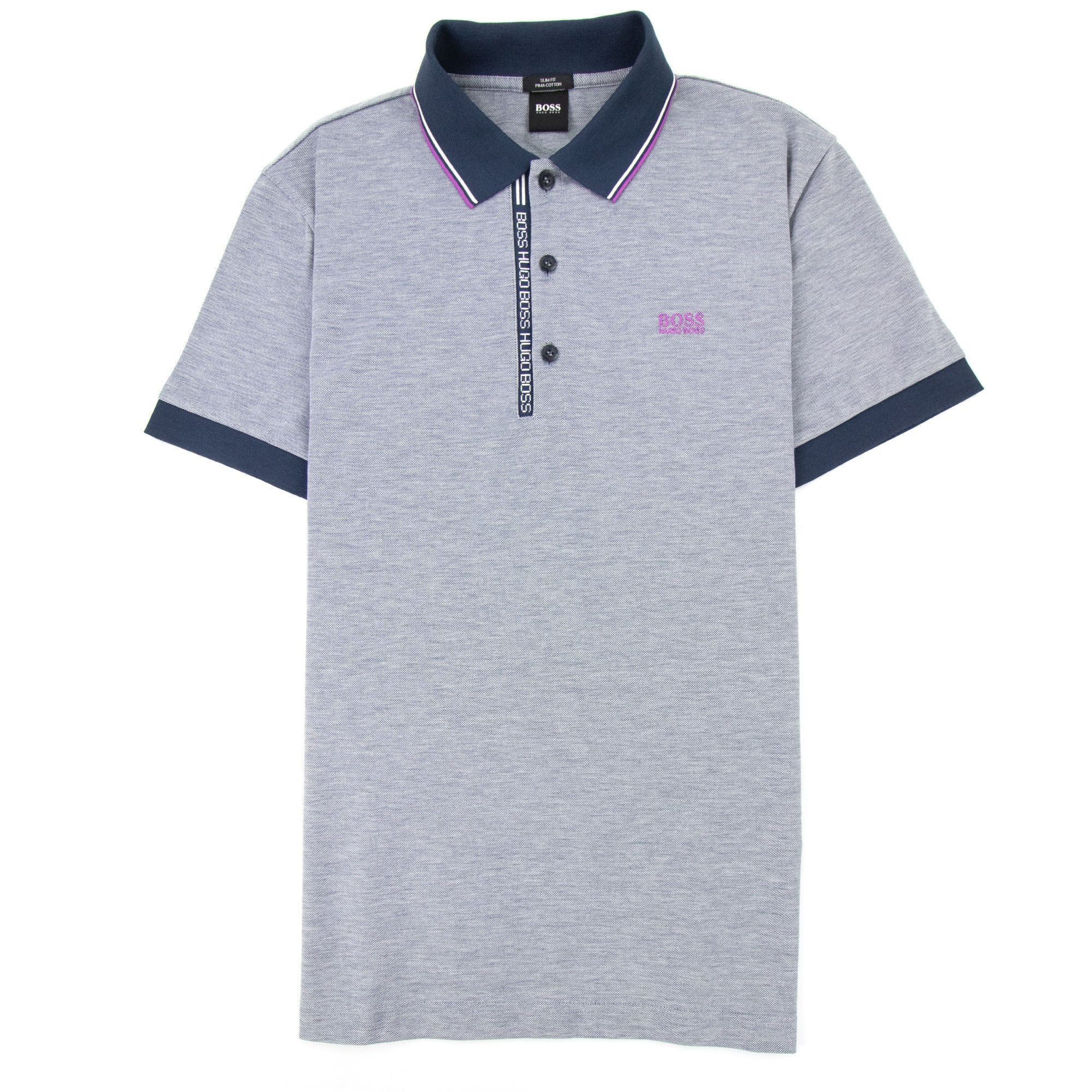 Hugo Boss Paule 4 Short Sleeve Polo Shirt Grey/navy