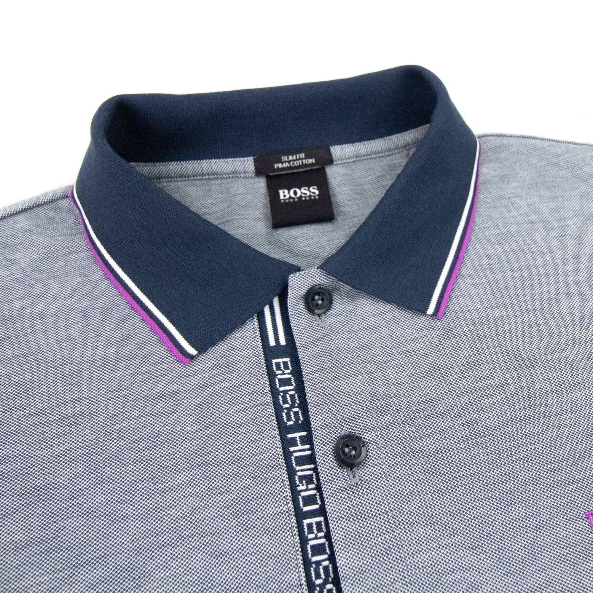 Hugo Boss Paule 4 Short Sleeve Polo Shirt Grey/navy