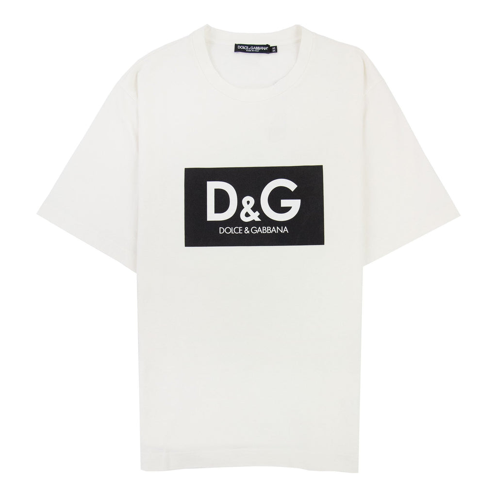 Dolce & Gabbana D&g Print Cotton T Shirt Off White