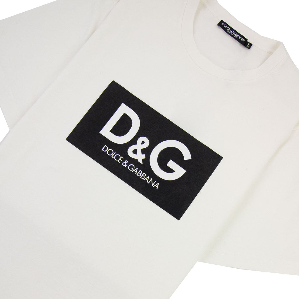 Dolce & Gabbana D&g Print Cotton T Shirt Off White