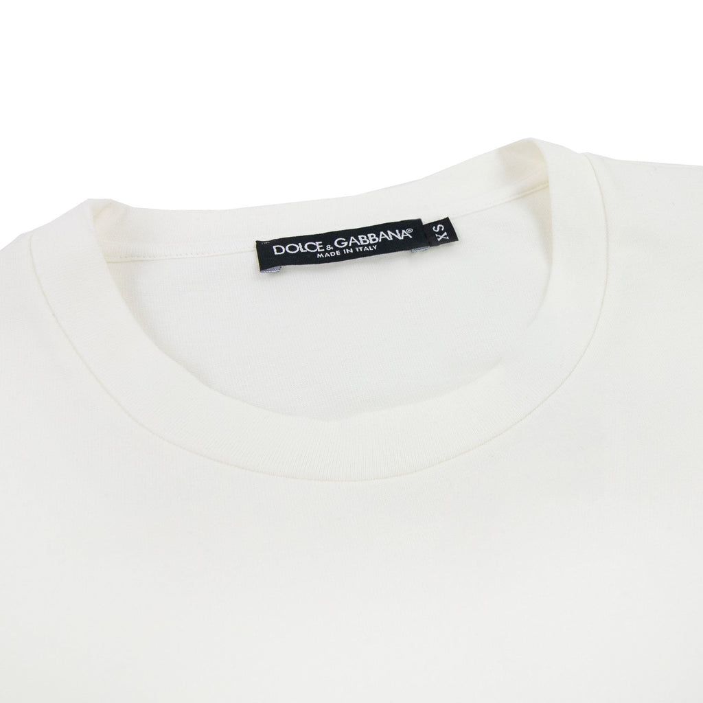 Dolce & Gabbana D&g Print Cotton T Shirt Off White