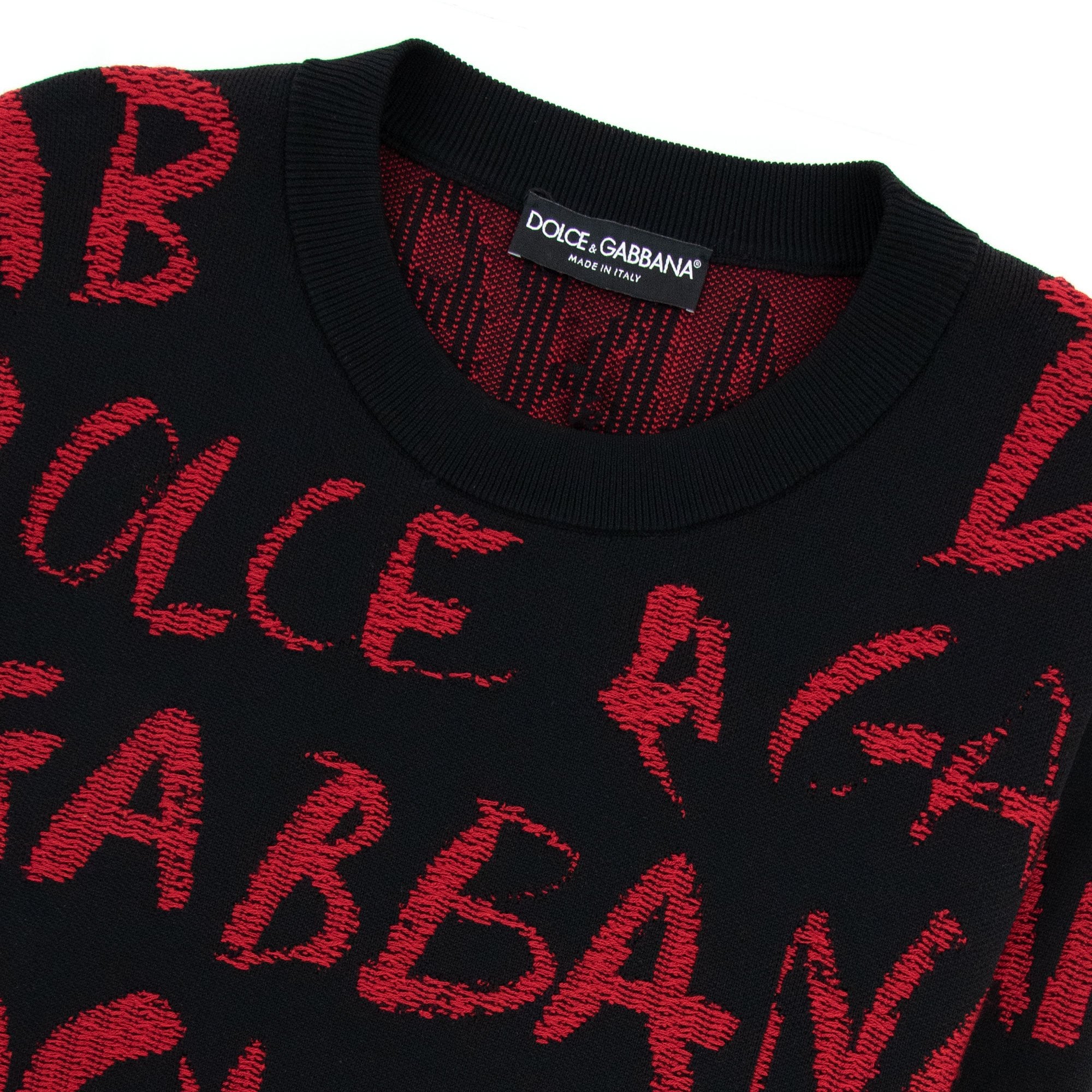 Dolce & Gabbana Logo Detail Jacquard Sweater Black/Red | ONU – Onu