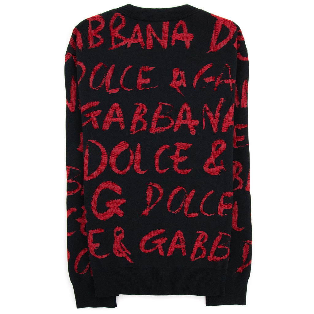 Dolce & Gabbana Logo Detail Jacquard Sweater Black/Red
