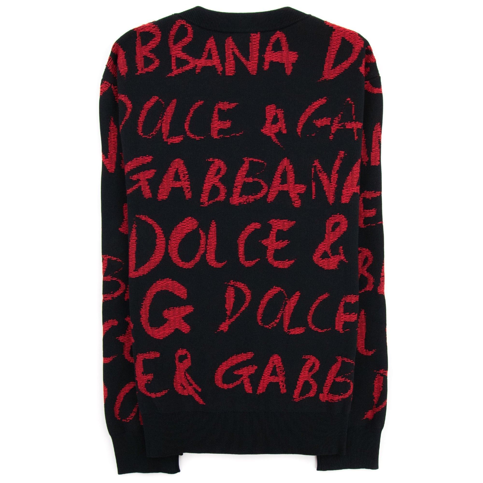 Dolce & Gabbana Logo Detail Jacquard Sweater Black/Red