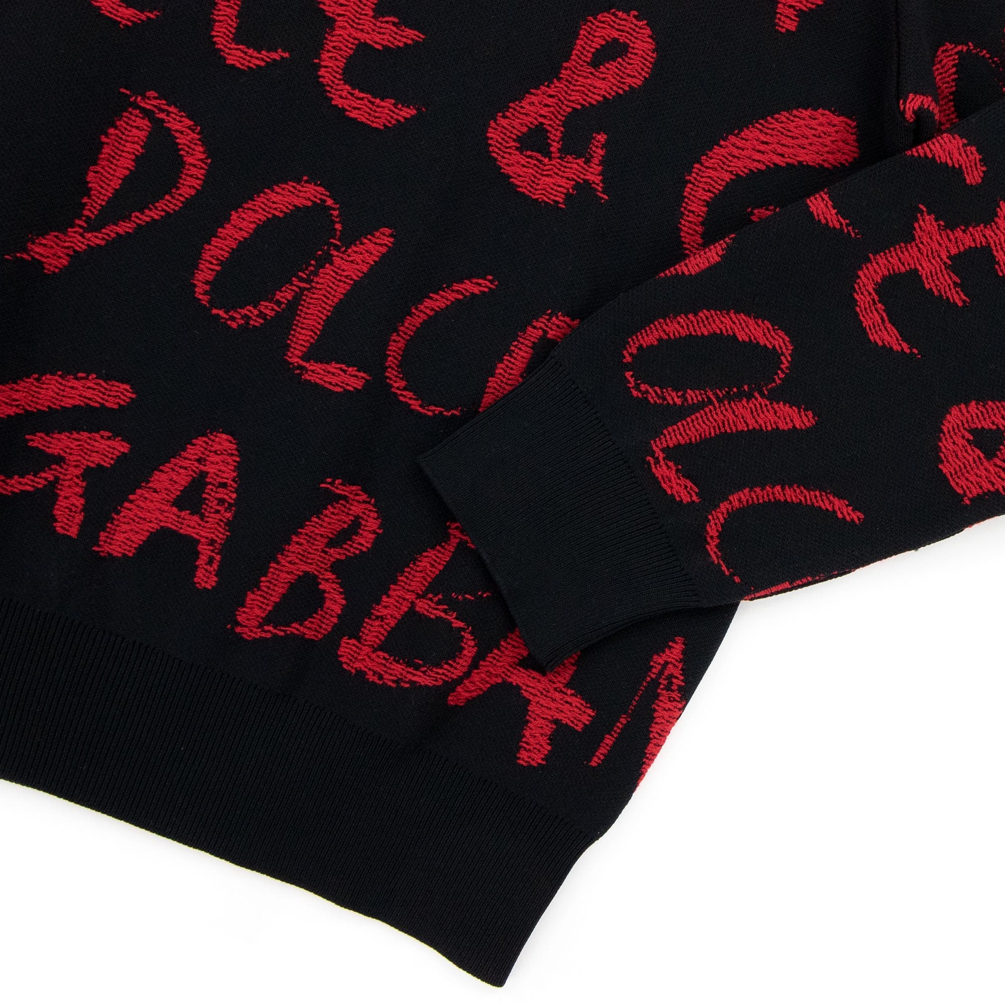 Dolce & Gabbana Logo Detail Jacquard Sweater Black/Red