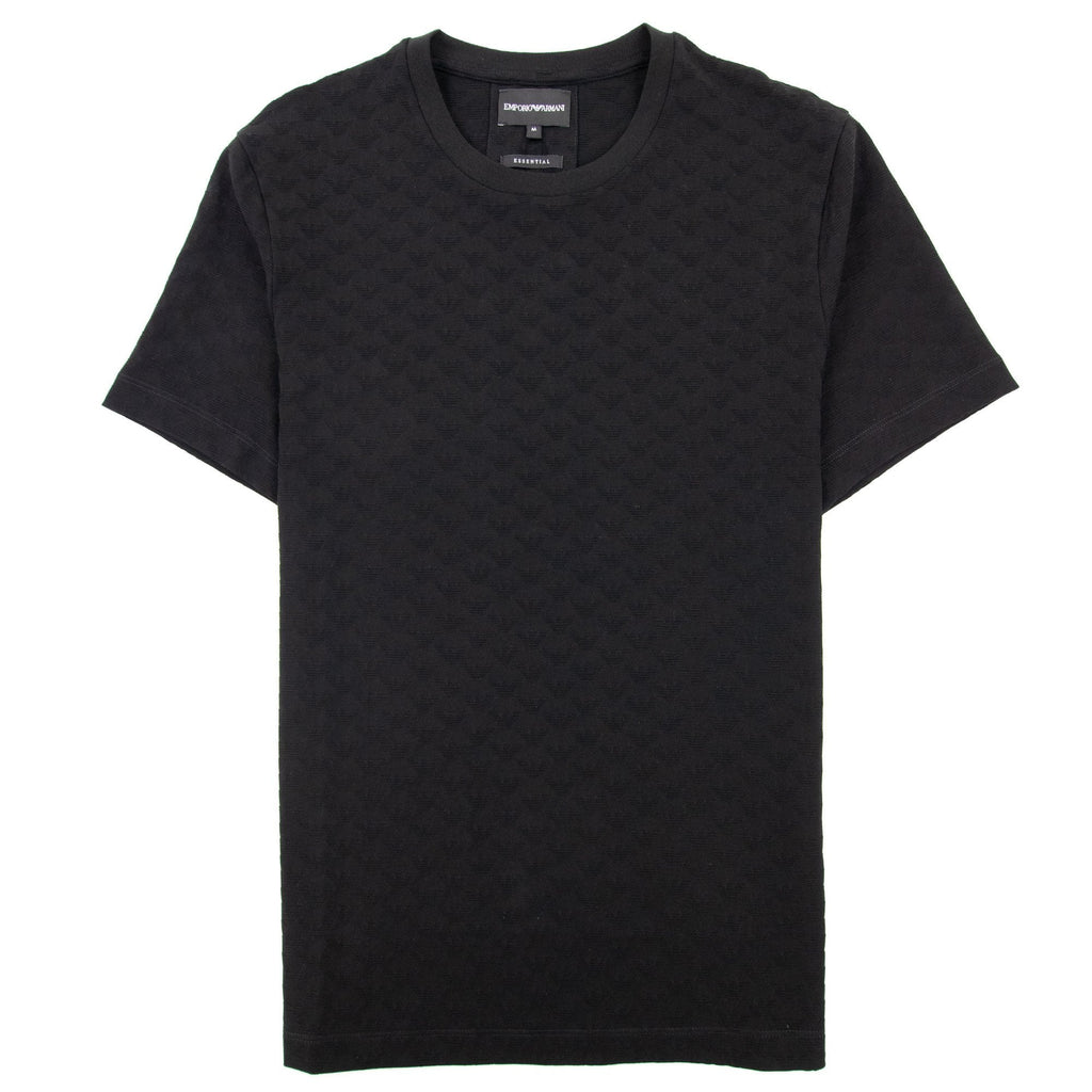 Emporio Armani All Over Jacquard Eagle Logo T Shirt Black 999