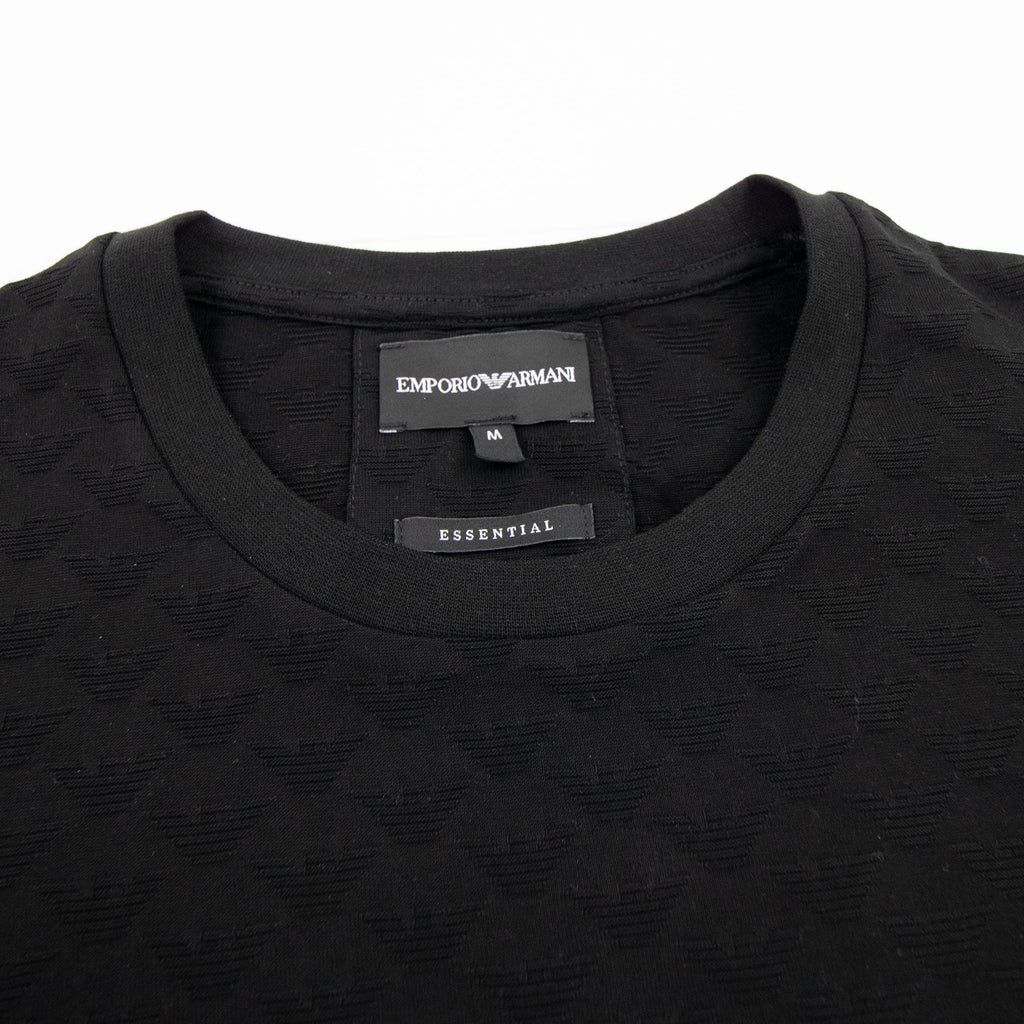 Emporio Armani All Over Jacquard Eagle Logo T Shirt Black 999