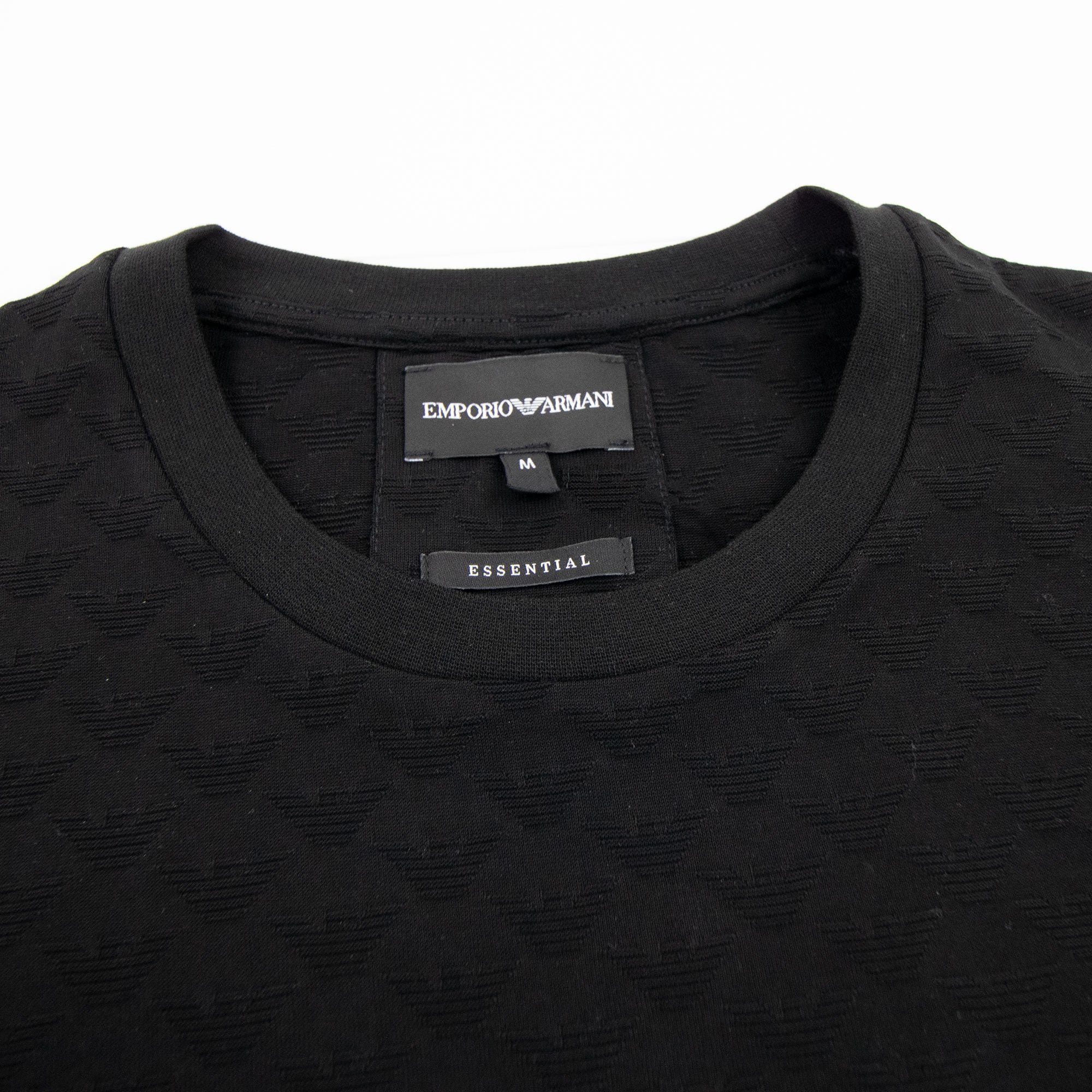 Emporio Armani All Over Jacquard Eagle Logo T Shirt Black 999