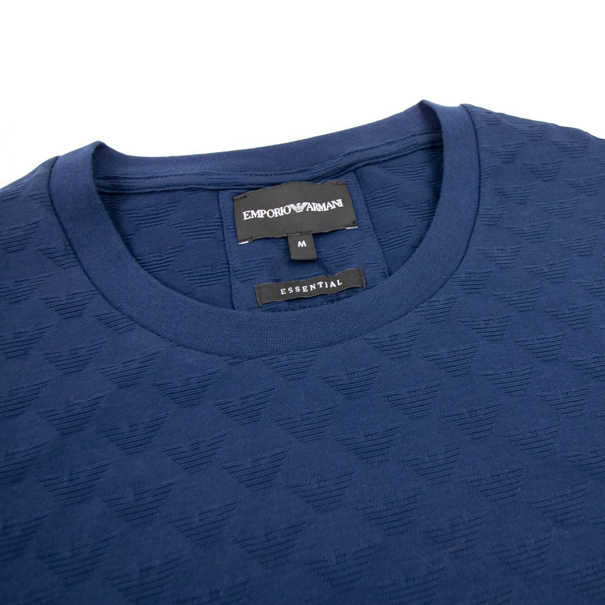 Emporio Armani All Over Jacquard Eagle Logo T Shirt Navy Blue
