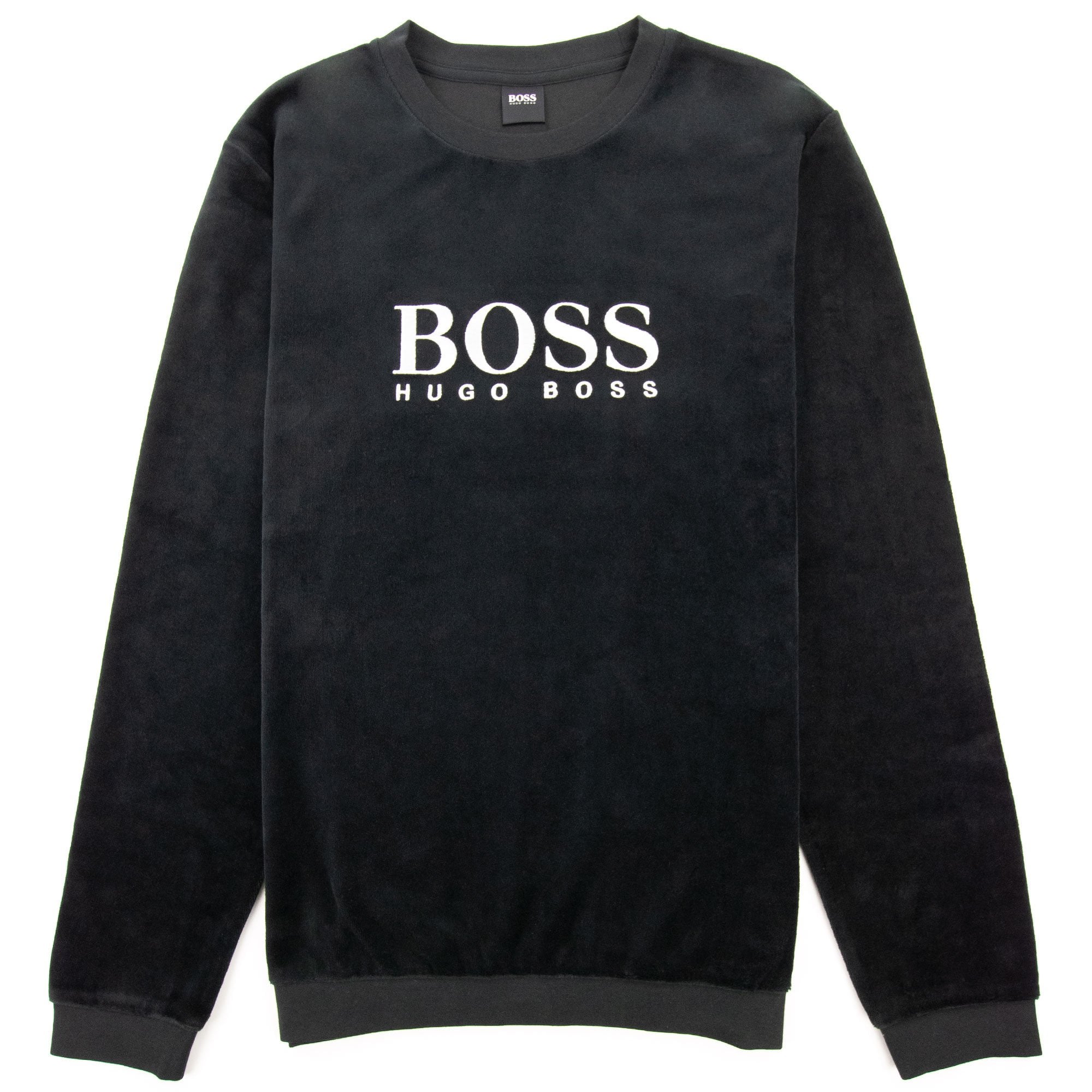 Hugo Boss Embroidered Logo Velour Loungewear Sweatshirt Black 001