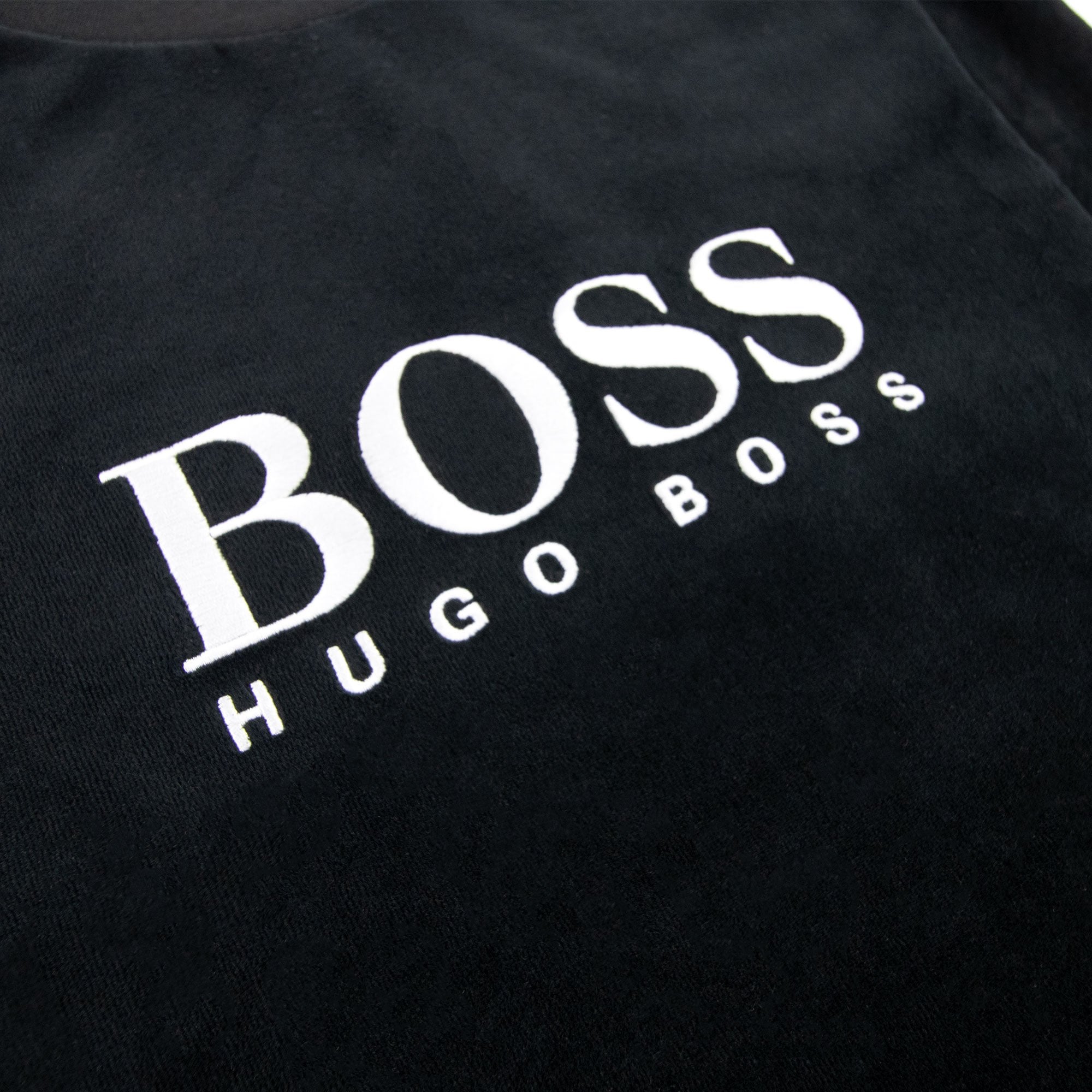 Hugo Boss Embroidered Logo Velour Loungewear Sweatshirt Black 001