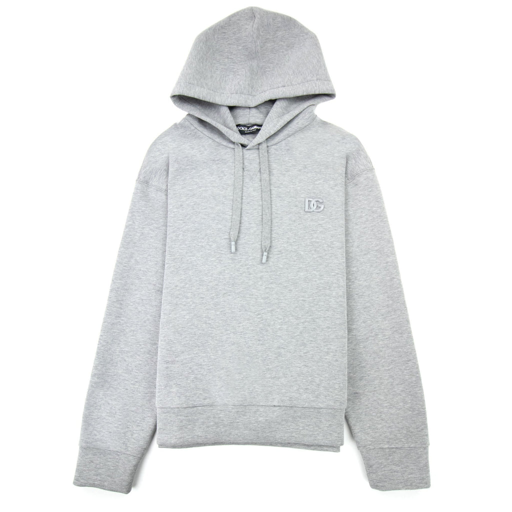 Dolce & Gabbana Dg Metal Logo Hoodied Sweatshirt Grey