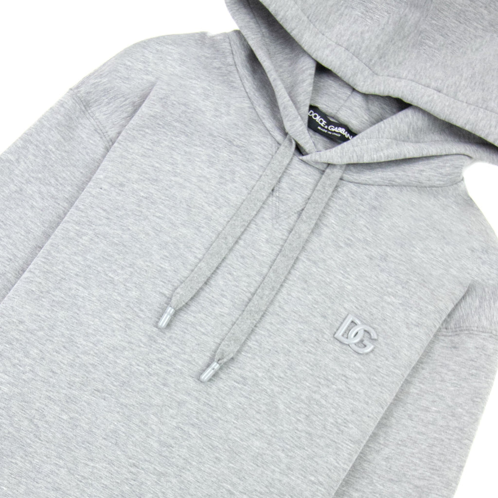 Dolce & Gabbana Dg Metal Logo Hoodied Sweatshirt Grey