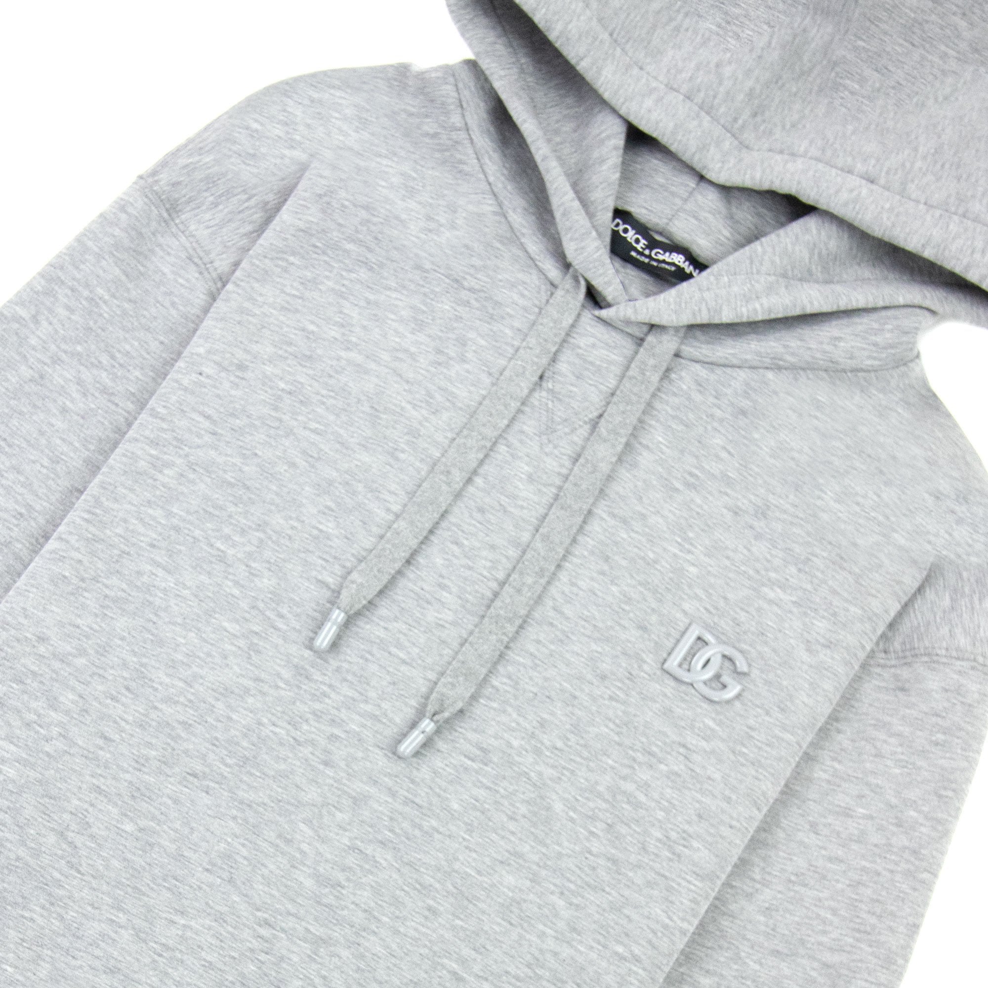 Dolce & Gabbana Dg Metal Logo Hoodied Sweatshirt Grey