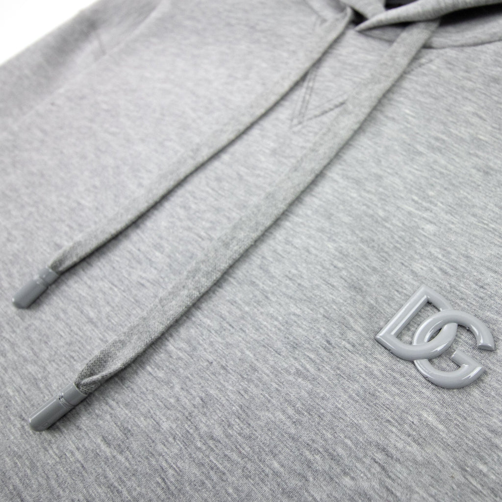 Dolce & Gabbana Dg Metal Logo Hoodied Sweatshirt Grey