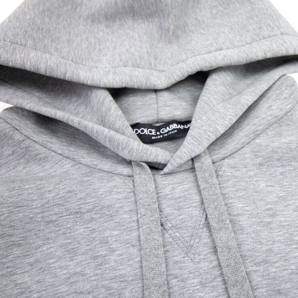 Dolce & Gabbana Dg Metal Logo Hoodied Sweatshirt Grey