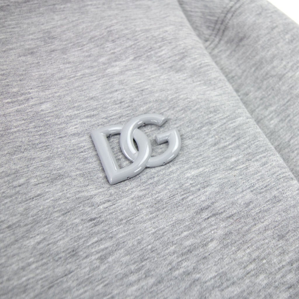 Dolce & Gabbana Dg Metal Logo Hoodied Sweatshirt Grey
