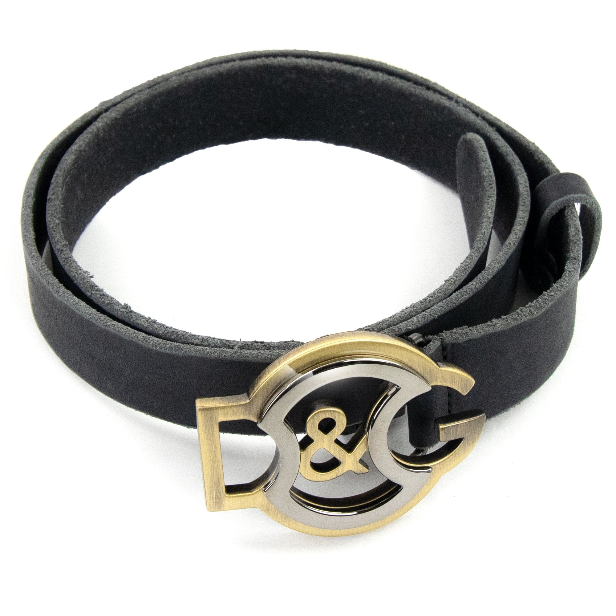 Dolce & Gabbana Worn Leather Large DG Belt Black