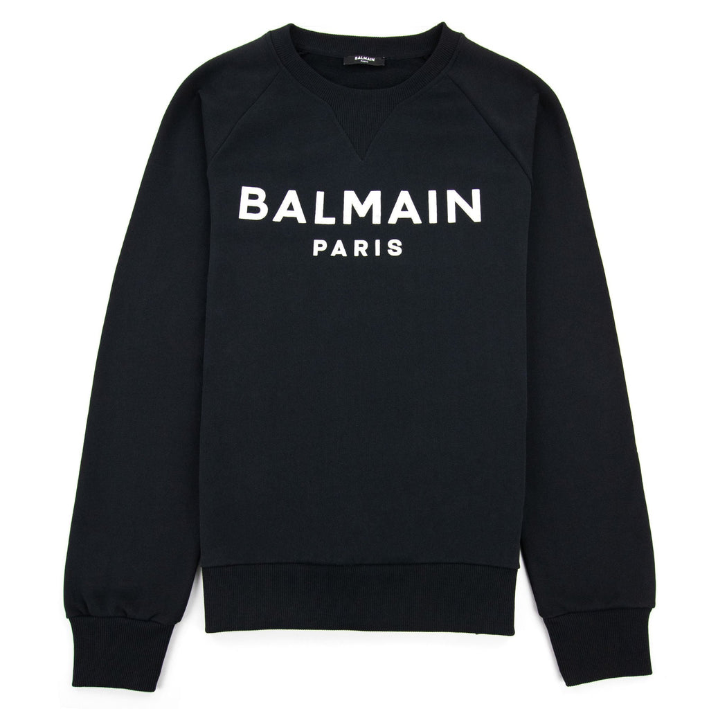 Balmain Foil Logo Sweatshirt Black/Silver Foil Logo