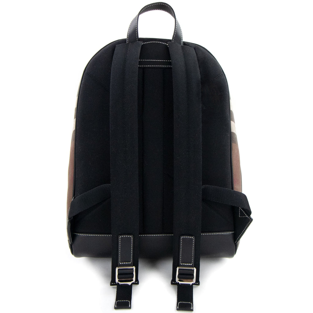 Burberry Check And Leather Backpack Dark Birch Brown