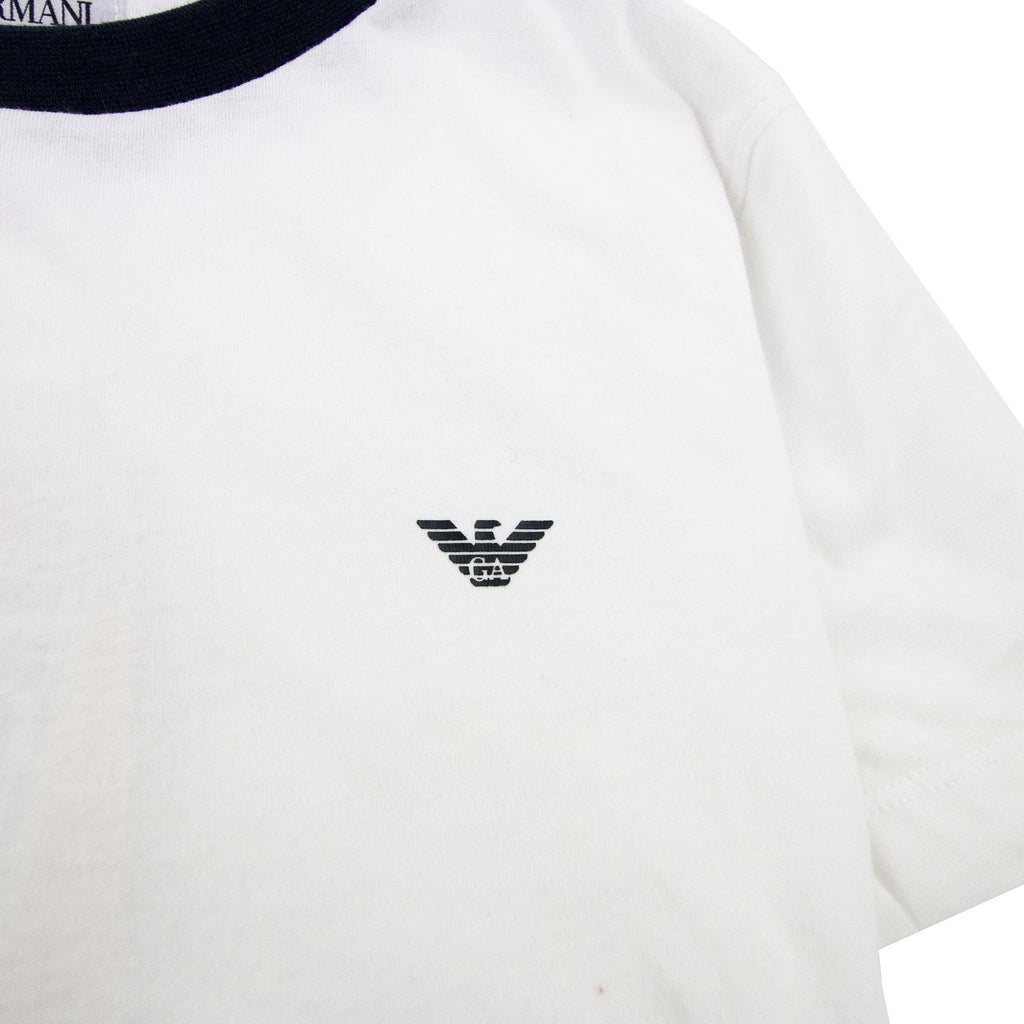 Armani Junior Logo Crewneck T Shirt White