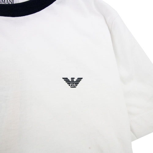 Armani Junior Logo Crewneck T Shirt White