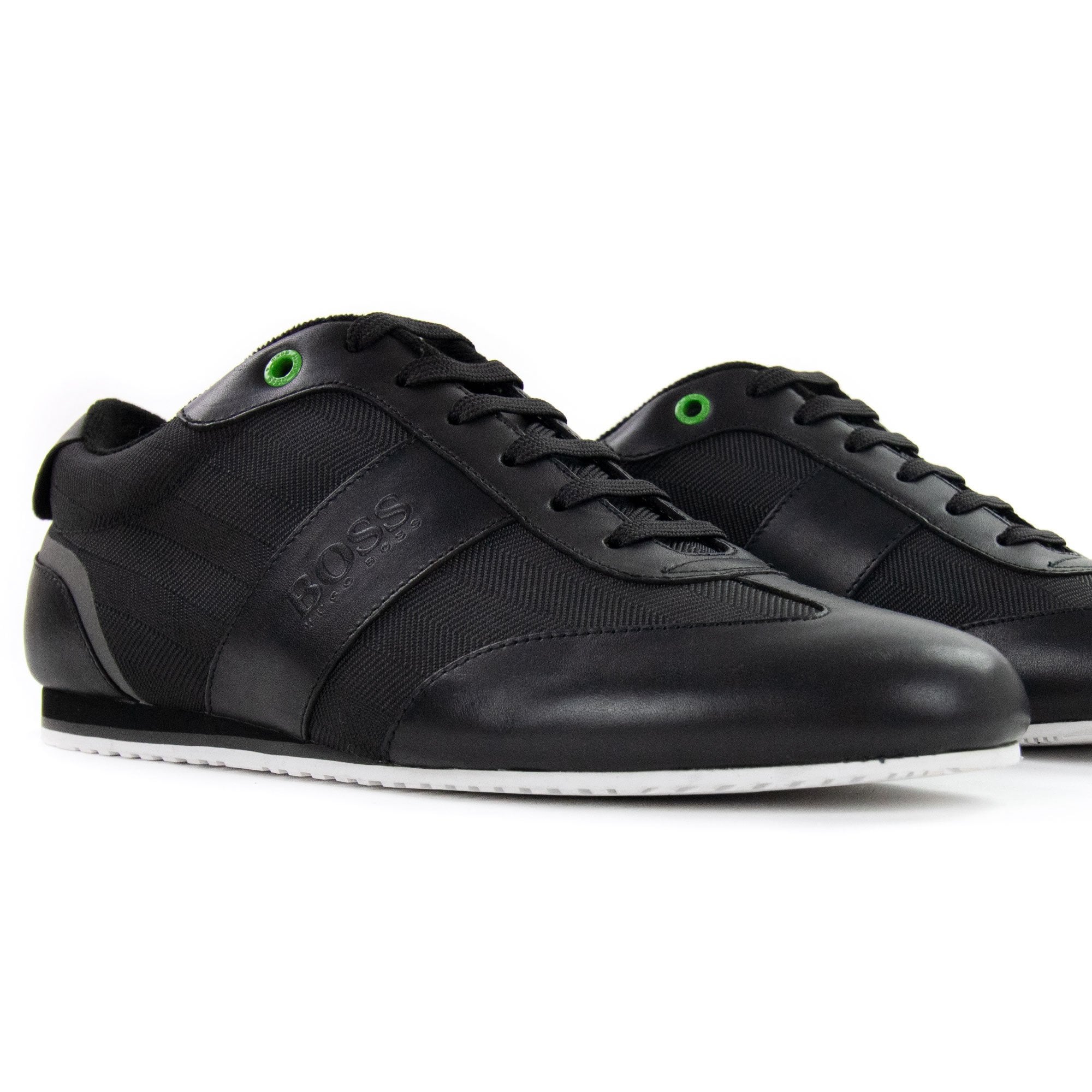 Hugo Boss Lighter Low Leather Mesh Trainers Black
