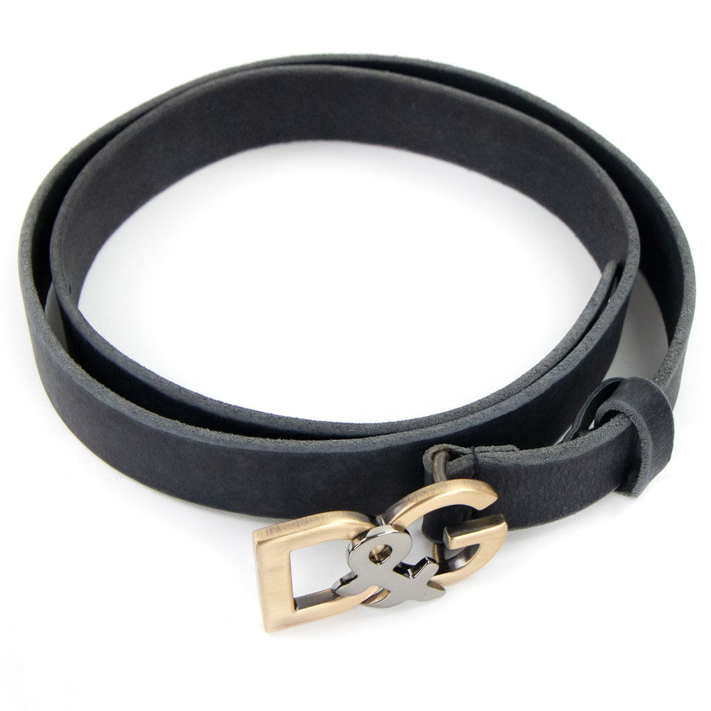Dolce & Gabbana Worn Leather Look DG Belt Black