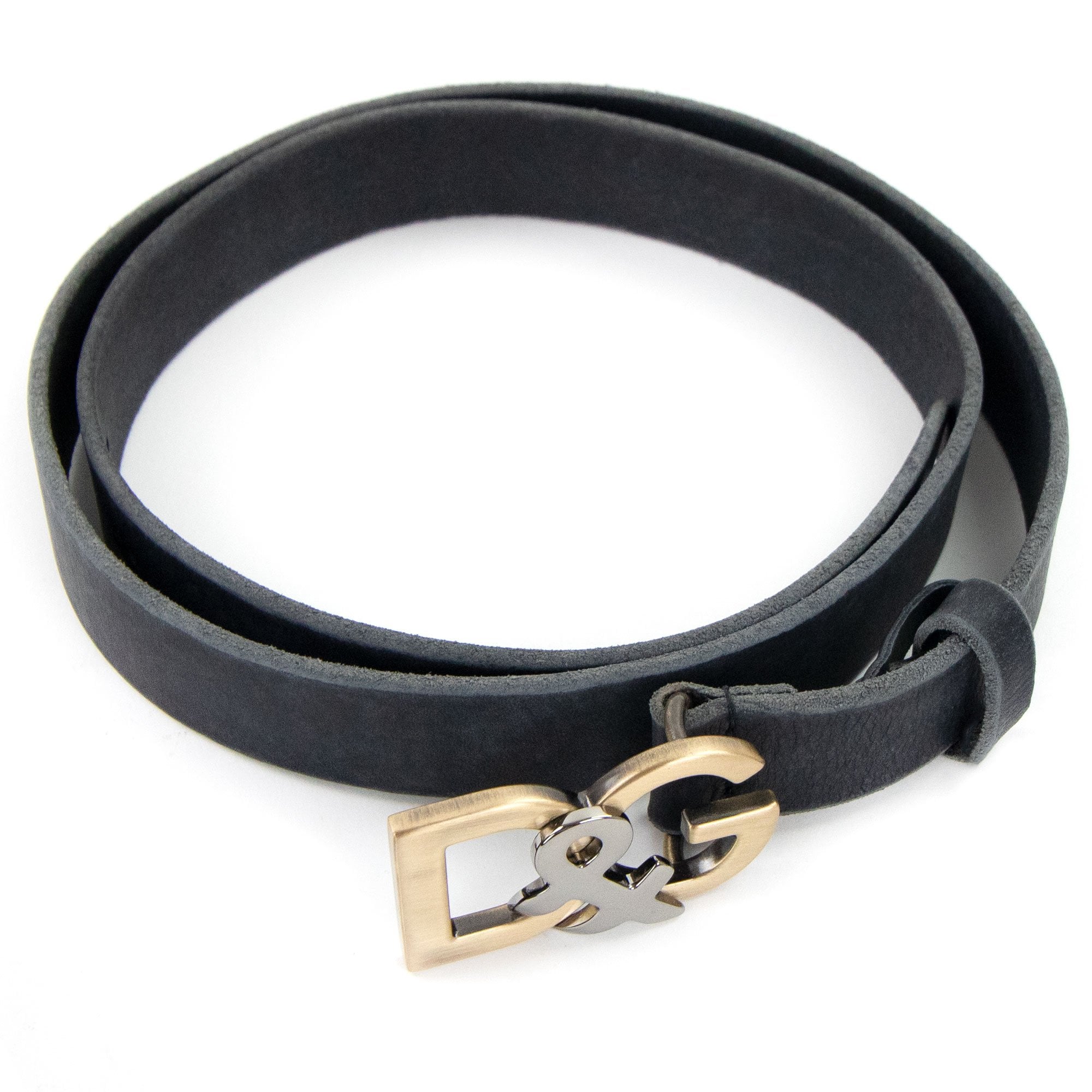 Dolce & Gabbana Worn Leather Look DG Belt Black