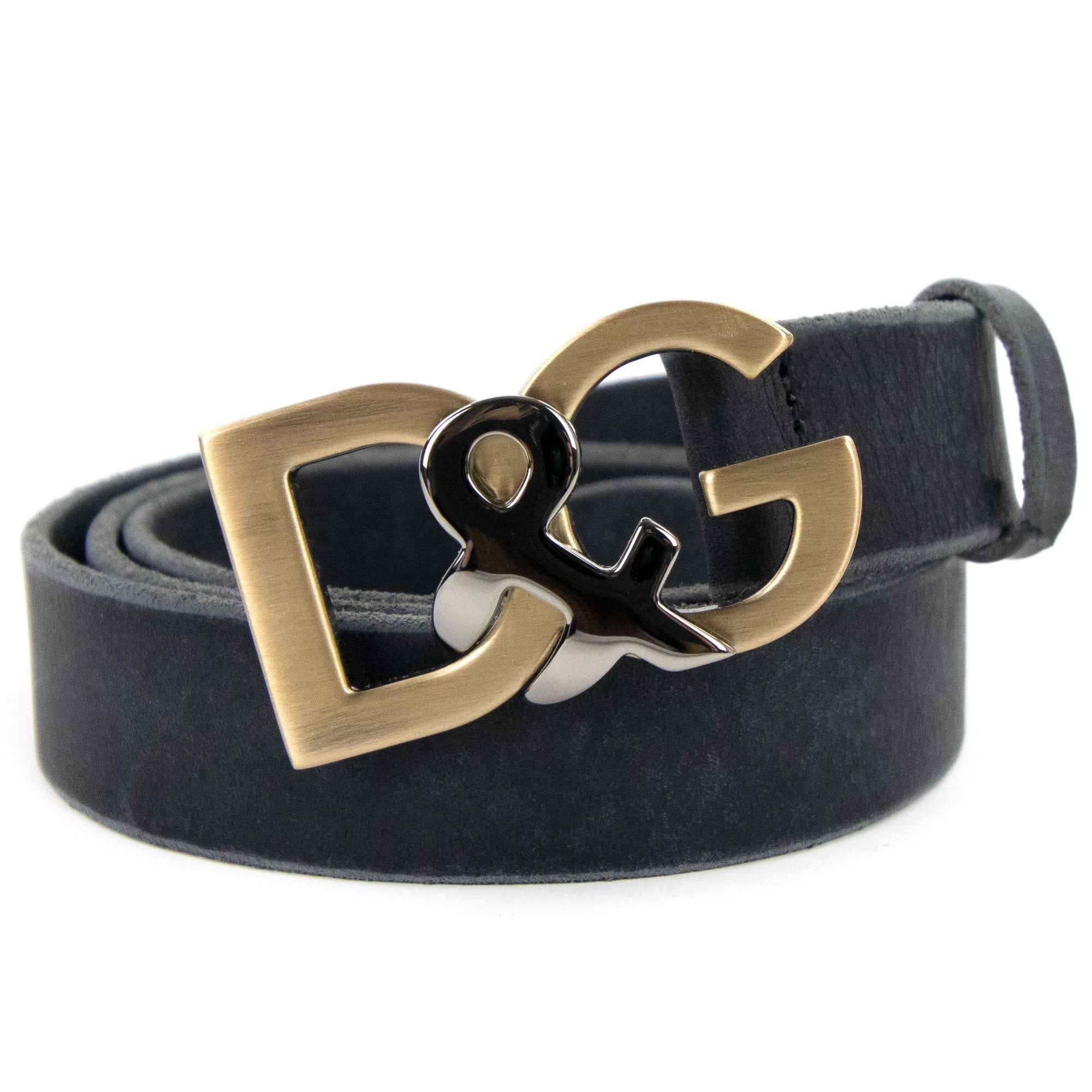 Dolce & Gabbana Worn Leather Look DG Belt Black
