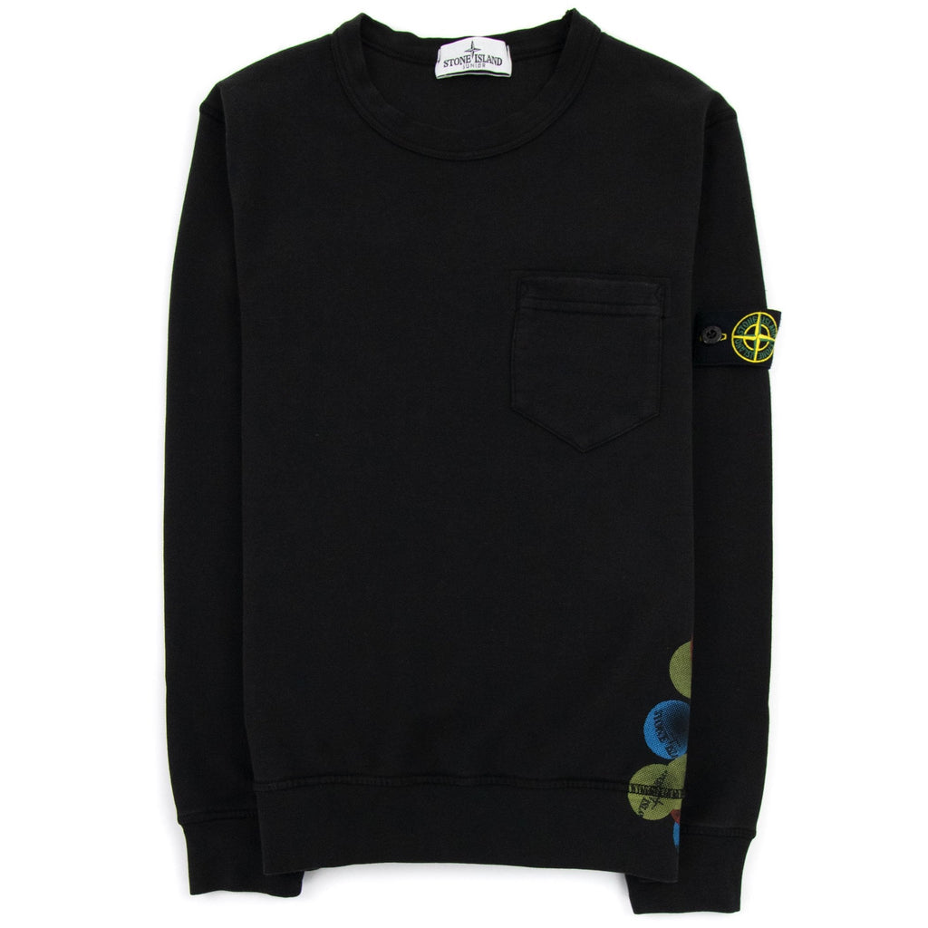 Stone Island Junior 62040 Bubble Gum Print Sweatshirt Black V0029
