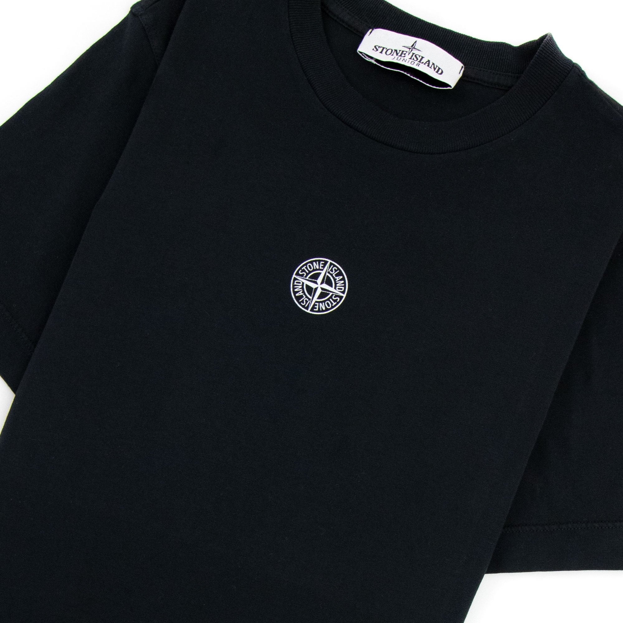 Stone Island Junior Logo Print T Shirt Black V0029