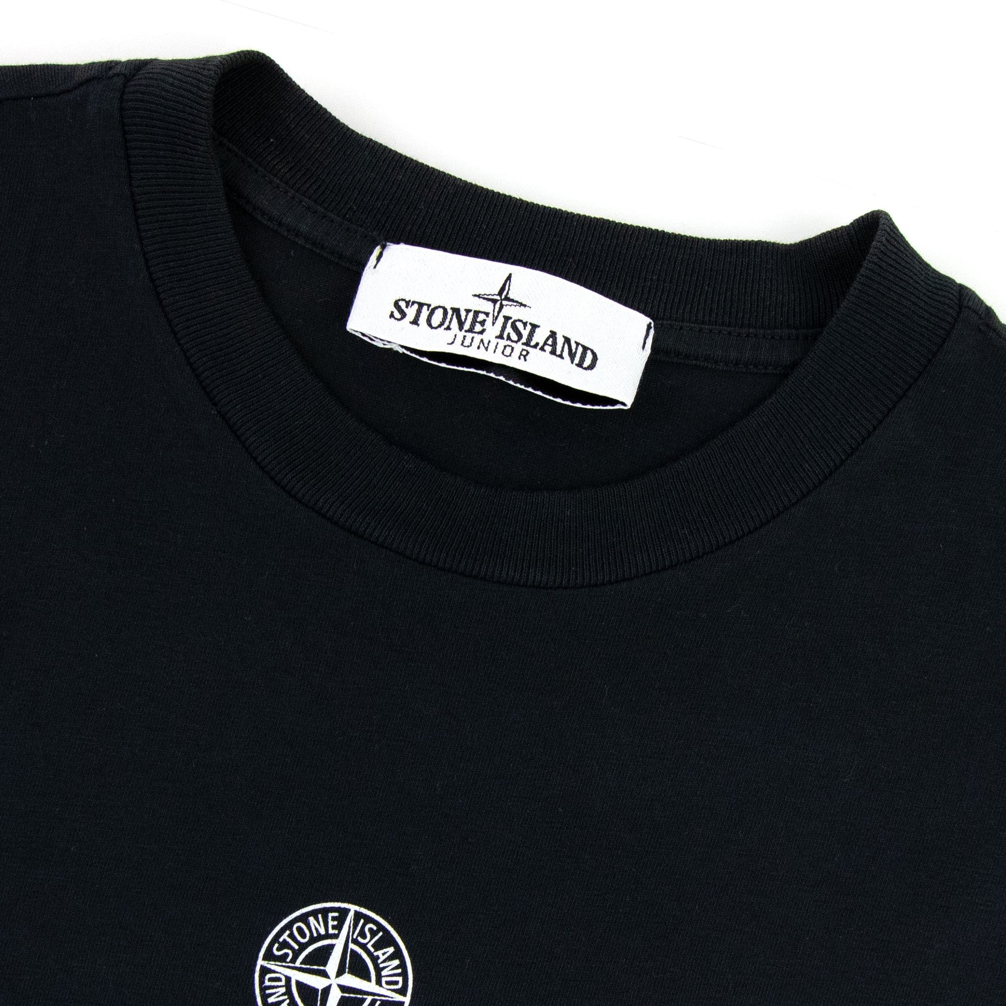 Stone Island Junior Logo Print T Shirt Black V0029