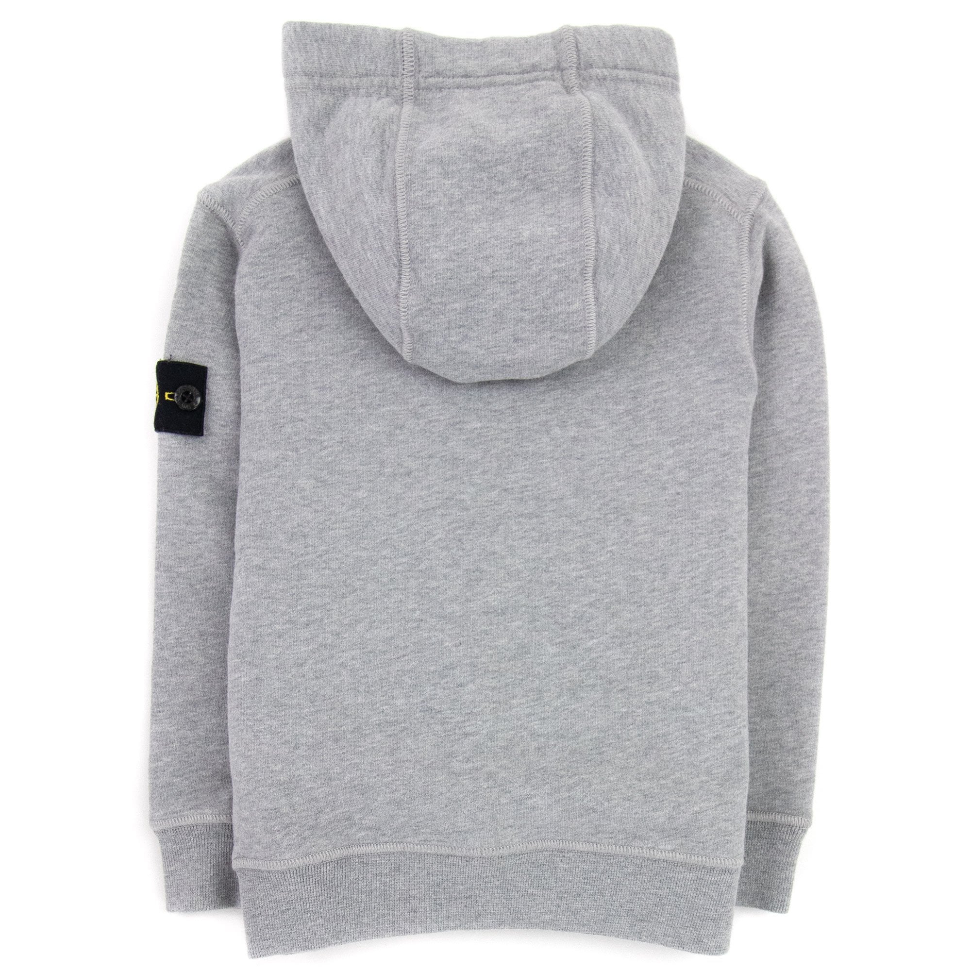Stone Island Junior Arm Badge Hooded Sweatshirt Grey V0064