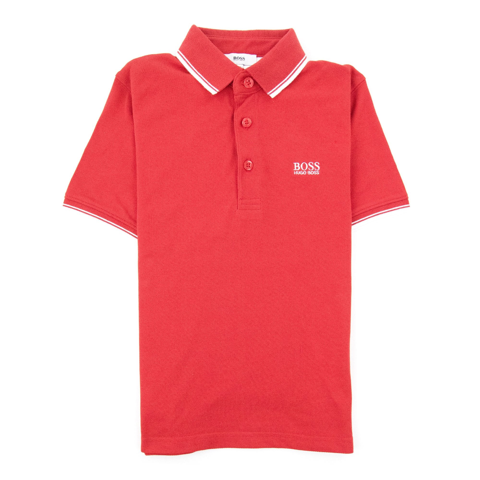 Hugo Boss Kids Tipped Short Sleeve Polo Red