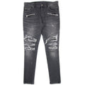 Balmain Slim Cut Ripped Black Faded Cotton Jeans Black