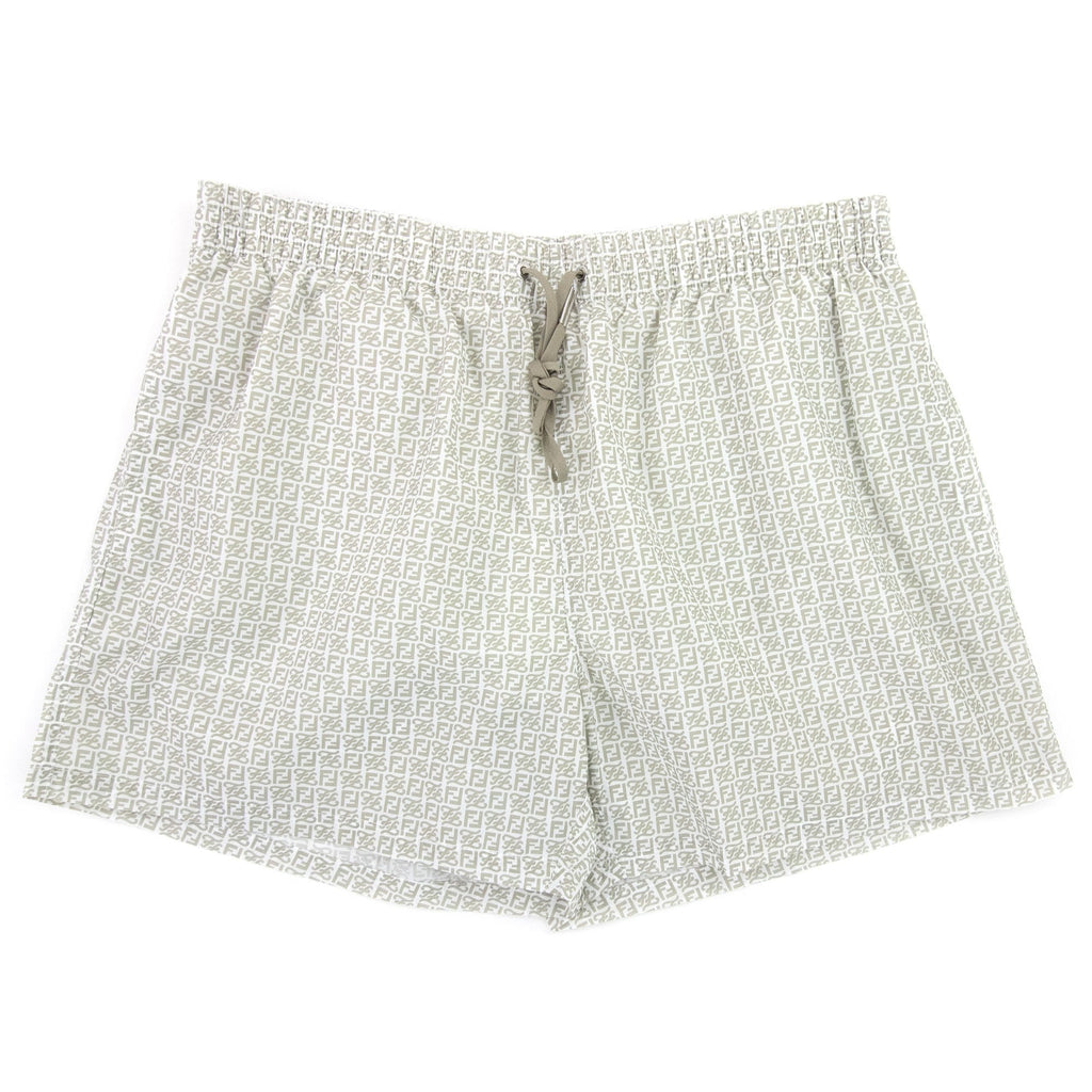 Fendi Ff Kaligraphy Print Swim Shorts Brown